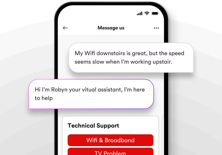 Contact page on the My Virgin Media App