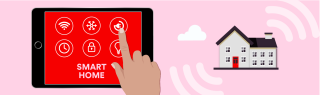 Smart home being controlled by a tablet