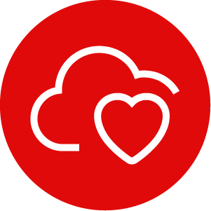 symbol of cloud with a heart in the middle