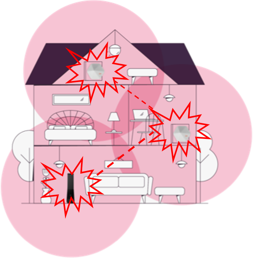 Graphic of wifi black spots in a house