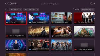 Screenshot of the catch up and replay screen