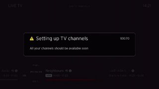 Screen showing Setting up TV channels