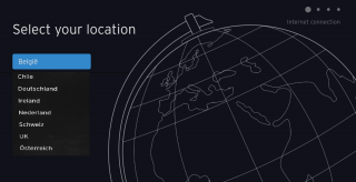 Screen showing Select your location