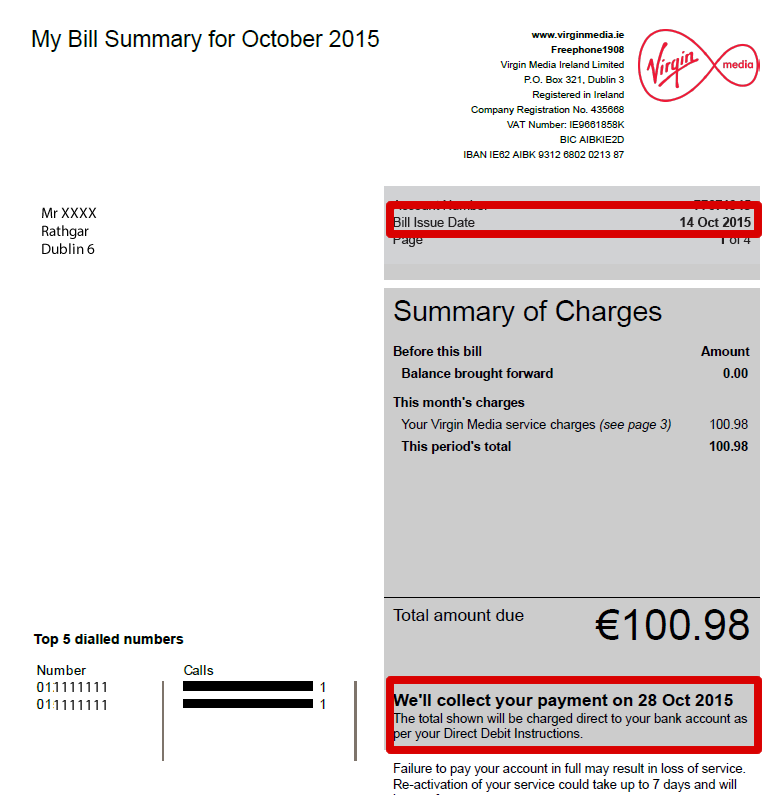 Accidentalmente facil de manejar Leo un libro When do I have to pay my bill | Virgin Media Ireland